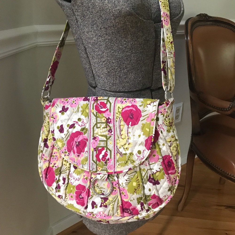 NEW Vera Bradley pink green floral crossbody purse